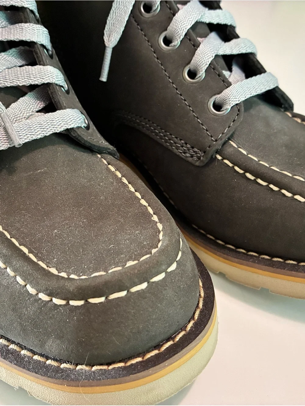 Men's Dark Gray Carhartt Lace-Up Moc Toe Work Boots - White Lug Sole